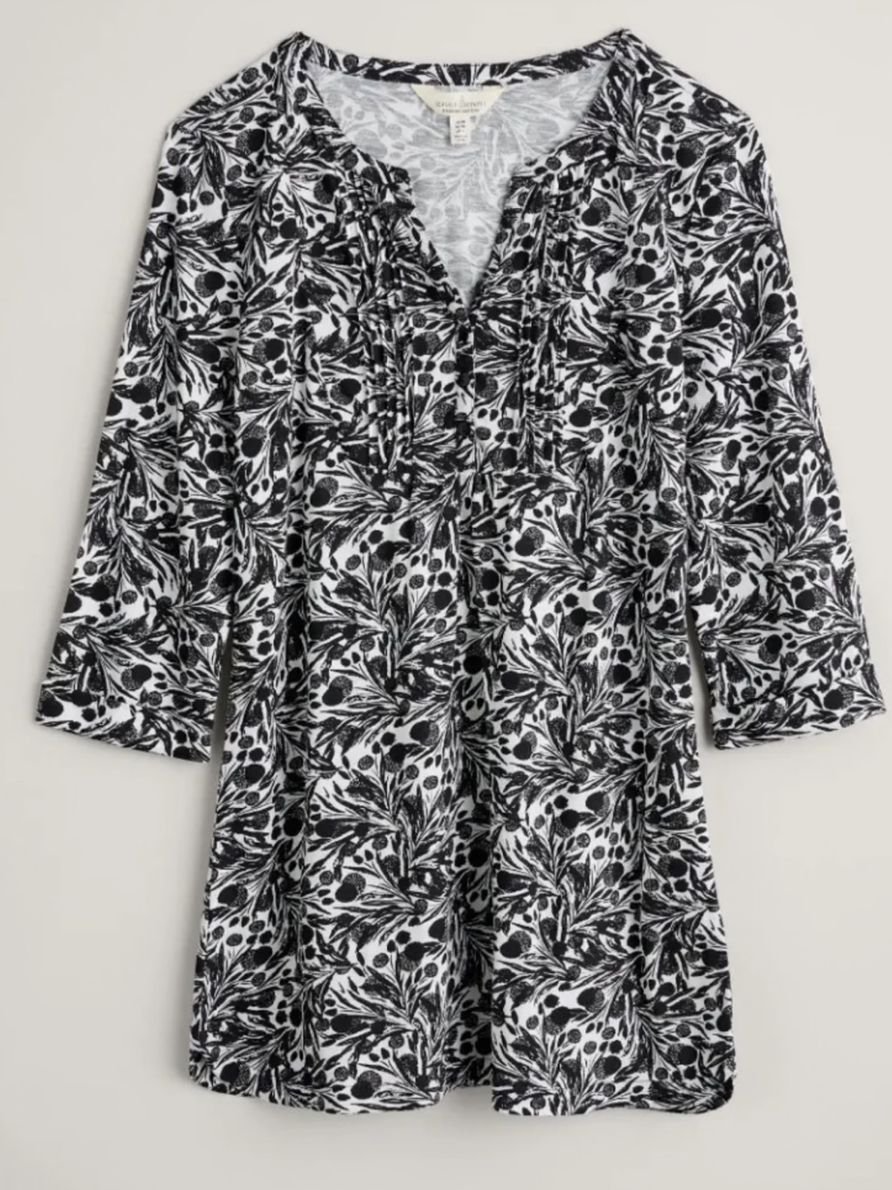 Seasalt Cornwall organic cotton Tolcarne tunic top Black & white print Size 8
